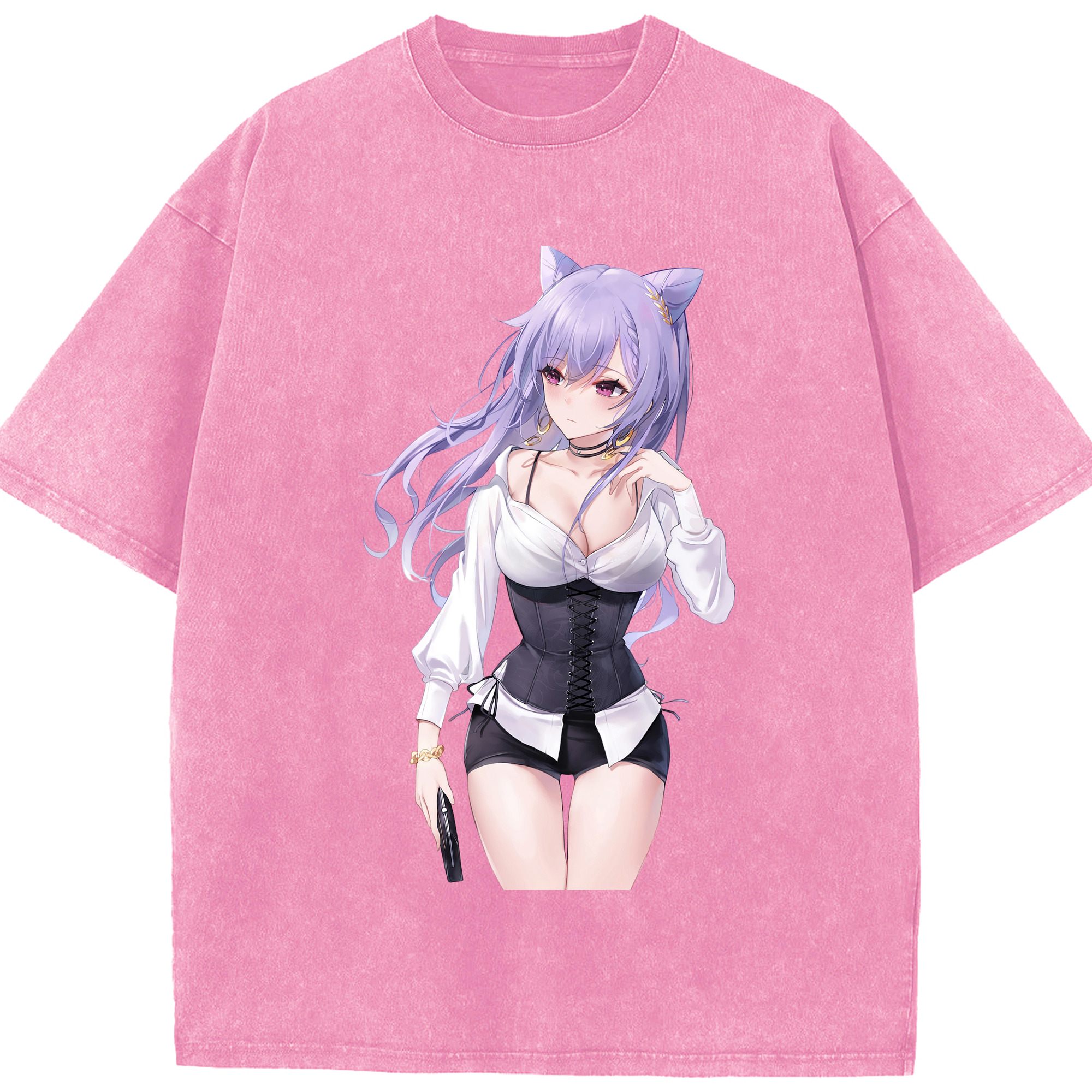 げんし神 刻晴 こくせい genshin Kokusei 綿100% ヴィンテージ風 半袖Tシャツ（フロントプリント）